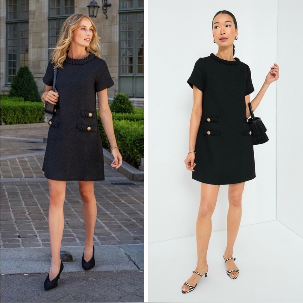 Tuckernuck Jackie Tweed Button Mini Dress in Black